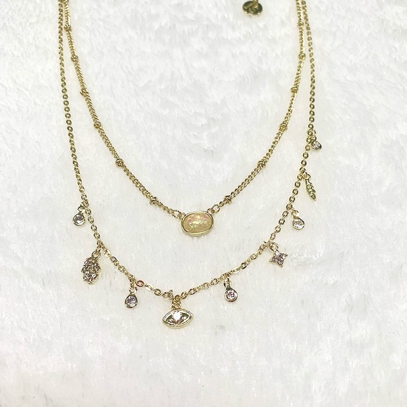 Jules Smith Opal Inner Goddess Necklace 14K Gold Layered New Sale - Picture 4 of 6